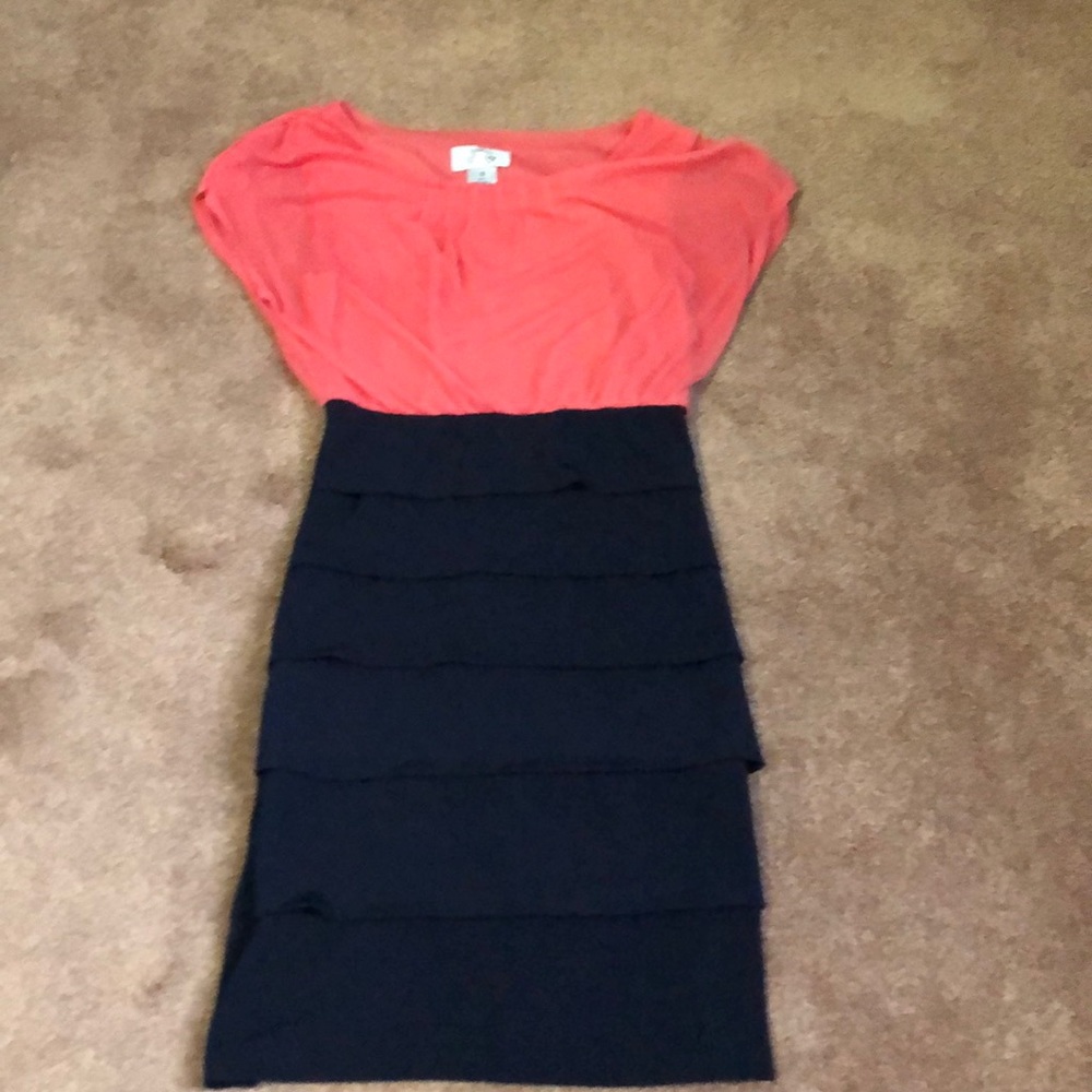 Mini coral and navy blue dress